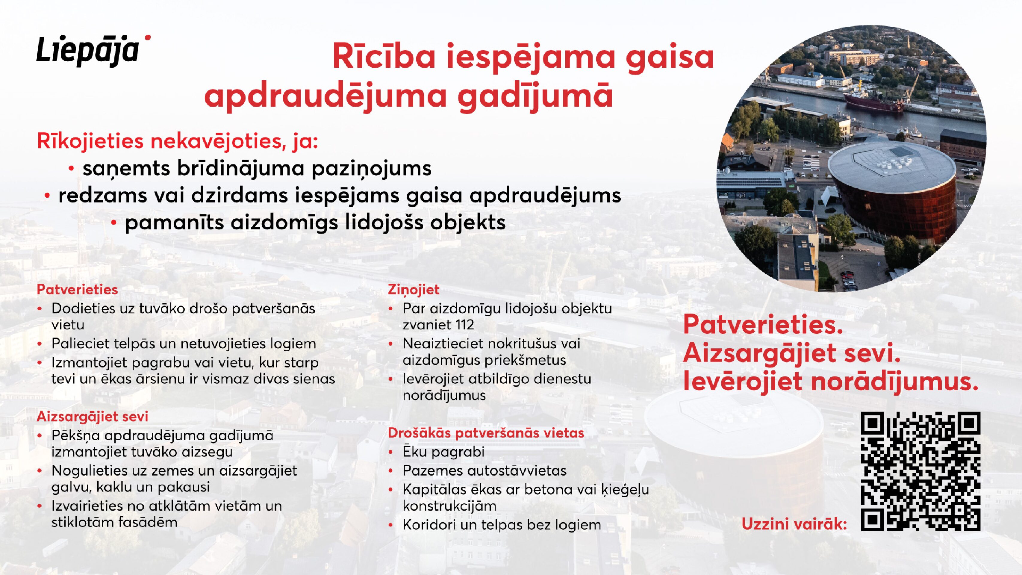 Rīcība iespējama gaisa apdraudējuma gadījumā